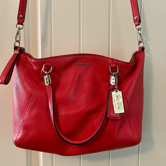 COACH SATCHEL, ORANGE WITH SILVER HARDWARE - Picture 1 of 6